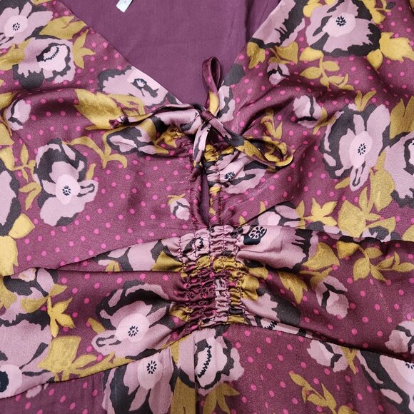 Free People Floral Fit & Flare Purple Dress Longsleeve Lightweight Size 6 - Picture 6 of 11